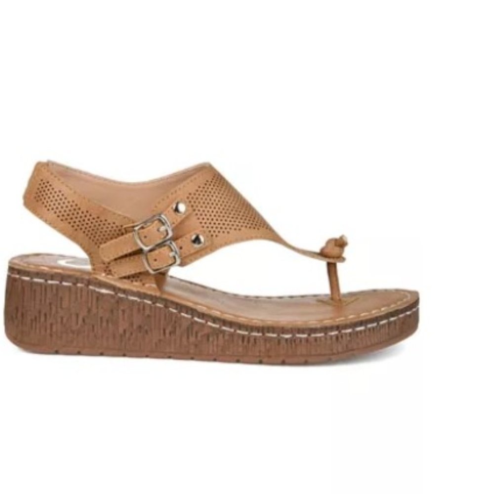 Tan Wedge Heeled Mckell Sandals, Worn Once